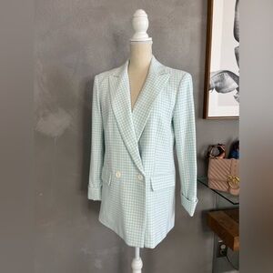 Alice + Olivia Justin gingham woven double-breasted blazer size 4